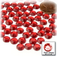 144pc Rhinestones Round 7mm - 34ss flatback Ruby Red RED 144pc Rhinestones Round 7mm - 34ss flatback Ruby Red RED