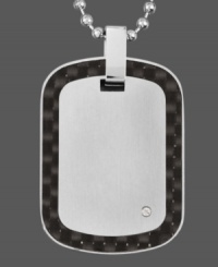 Industrial-strength style. This polished men's pendant features a chic dog tag shape with a round-cut diamond accent at the corner. Crafted in stainless steel and black carbon fiber. Approximate length: 24 inches. Approximate drop length: 1-1/2 inches. Approximate drop width: 1 inch. Industrial-strength style. This polished men's pendant features a chic dog tag shape with a round-cut diamond accent at the corner. Crafted in stainless steel and black carbon fiber. Approximate length: 24 inches. Approximate drop length: 1-1/2 inches. Approximate drop width: 1 inch.