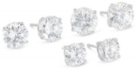 Platinum Plated Sterling Silver Round Cubic Zirconia Stud Earrings Set Platinum Plated Sterling Silver Round Cubic Zirconia Stud Earrings Set