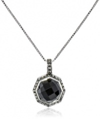 Judith Jack Mini Octagons Sterling Silver, Onyx and Marcasite Drop Pendant Necklace, 18 Judith Jack Mini Octagons Sterling Silver, Onyx and Marcasite Drop Pendant Necklace, 18