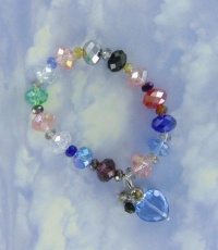 Swarovski Crystal Rainbow Bracelet with Heart Drop Dangle Pendant Charm, One Size Fit All. Swarovski Crystal Rainbow Bracelet with Heart Drop Dangle Pendant Charm, One Size Fit All.