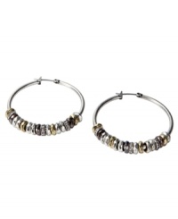 Effortlessly boho-cool, these Fossil earrings are a must-have for your collection. Crystal-accented multitone mixed metal rondelle beads shimmy and shake around these hoops. Approximate diameter: 1-1/2 inches.