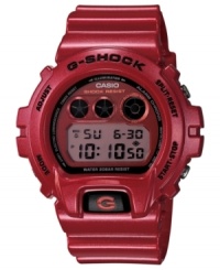 With a colorful metallic dial with a mirrored finish, this G-Shock digital watch beams with style. With a colorful metallic dial with a mirrored finish, this G-Shock digital watch beams with style.