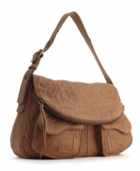 A real beauty--Lucky Brand Jeans' Ramblin' Rose stash bag is crafted from buttery soft leather and features embossed rose graphics. A real beauty--Lucky Brand Jeans' Ramblin' Rose stash bag is crafted from buttery soft leather and features embossed rose graphics.