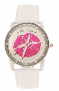 Betsey Johnson Watch, Women's White Croc Embossed Leather Strap BJ00108-01 Betsey Johnson Watch, Women's White Croc Embossed Leather Strap BJ00108-01