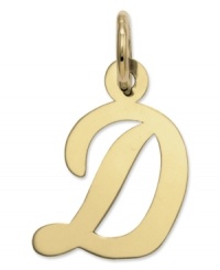 The perfect gift for Dawn. This polished D initial charm features a pretty, small script design in 14k gold. Chain not included. Approximate length: 7/10 inch. Approximate width: 3/10 inch. The perfect gift for Dawn. This polished D initial charm features a pretty, small script design in 14k gold. Chain not included. Approximate length: 7/10 inch. Approximate width: 3/10 inch.