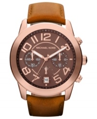 A warm finish complements the casual design of this Mercer watch from Michael Kors. A warm finish complements the casual design of this Mercer watch from Michael Kors.