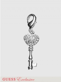 GUESS Puffy Pave Heart Charm, SILVER GUESS Puffy Pave Heart Charm, SILVER