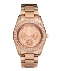 Icing on the cake. AX Armani Exchange glams up this boyfriend style watch with crystals. Icing on the cake. AX Armani Exchange glams up this boyfriend style watch with crystals.