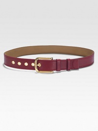 Leather belt with brass buckle. Width, about 2.5Made in Italy Leather belt with brass buckle. Width, about 2.5Made in Italy