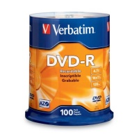 Verbatim 95102 4.7 GB up to 16x Branded Recordable Disc DVD-R 100-Disc Spindle Verbatim 95102 4.7 GB up to 16x Branded Recordable Disc DVD-R 100-Disc Spindle