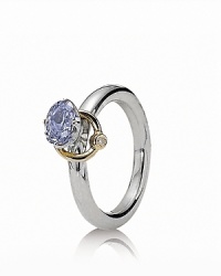 A ring so glamorous that it wears one of its own! PANDORA's lavender zirconia solitaire gains eye-catching movement with a diamond and 14K gold 'orbit.' A ring so glamorous that it wears one of its own! PANDORA's lavender zirconia solitaire gains eye-catching movement with a diamond and 14K gold 'orbit.'