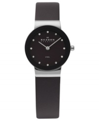 An unexpected pop of purple creates a playful presence on this leather watch from Skagen Denmark. An unexpected pop of purple creates a playful presence on this leather watch from Skagen Denmark.