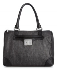 Show off your impeccable taste with this classically styled satchel from BCBGeneration. Shiny hardware and sleek trim add dimension, while a spacious interior allows you to take along all the extras. Show off your impeccable taste with this classically styled satchel from BCBGeneration. Shiny hardware and sleek trim add dimension, while a spacious interior allows you to take along all the extras.