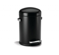 simplehuman Round Retro Step Trash Can, Black Steel, 4-1/2-Liter / 1.2-Gallon simplehuman Round Retro Step Trash Can, Black Steel, 4-1/2-Liter / 1.2-Gallon