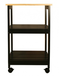 Catskill Craftsmen Utility Kitchen Cart, Black Base Natural Top Catskill Craftsmen Utility Kitchen Cart, Black Base Natural Top
