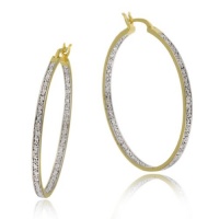 18k Yellow Gold Plated Sterling Silver Diamond-Accent Hoop Earrings (1.6 Diameter) 18k Yellow Gold Plated Sterling Silver Diamond-Accent Hoop Earrings (1.6 Diameter)