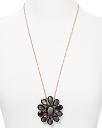 Put the petal to the metal. This kate spade new york piece bedecks the neck in floral inspiration, cast in plated gold with a retro-modern stone pendant. Put the petal to the metal. This kate spade new york piece bedecks the neck in floral inspiration, cast in plated gold with a retro-modern stone pendant.
