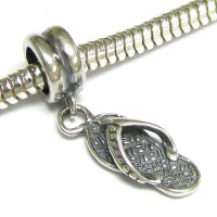 Queenberry Sterling Silver Beach Sandal Flip Flop Slipper Dangle Bead Charm For Pandora Troll Chamilia Biagi European Jewelry Queenberry Sterling Silver Beach Sandal Flip Flop Slipper Dangle Bead Charm For Pandora Troll Chamilia Biagi European Jewelry