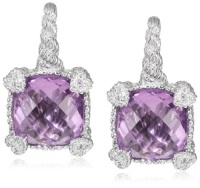 Judith Ripka Linen Purple Small Cushion Stone Earrings Judith Ripka Linen Purple Small Cushion Stone Earrings