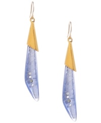 Blue resin is a breath of fresh air. Kenneth Cole New York's mixed metal earrings are gold-plated and feature blue resin drops that are accented with pave crystal. Approximate drop: 2 inches. Blue resin is a breath of fresh air. Kenneth Cole New York's mixed metal earrings are gold-plated and feature blue resin drops that are accented with pave crystal. Approximate drop: 2 inches.