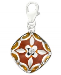 Add an extra element of beauty to any necklace or bracelet. This bead charm features bold color, scrolling silver, and sparkling cubic zirconia accents. Set in sterling silver with a lobster claw clasp. Approximate drop: 1/2 inch. Add an extra element of beauty to any necklace or bracelet. This bead charm features bold color, scrolling silver, and sparkling cubic zirconia accents. Set in sterling silver with a lobster claw clasp. Approximate drop: 1/2 inch.