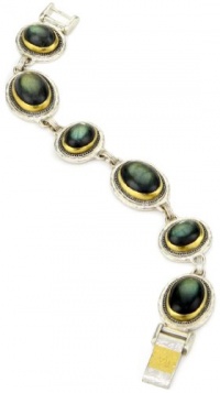 GURHAN Gauntlet Dark and White Silver with Gold Labradorite Bracelet GURHAN Gauntlet Dark and White Silver with Gold Labradorite Bracelet