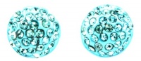 8MM Micropavé Aquamarine Blue & Clear White Swarovski Crystal Elements Stud Earrings, Hypoallergenic Metal