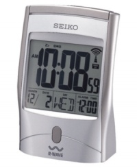 Perfect timing is a cinch with this easy to read, travel-ready digital alarm clock from Seiko. Rectangular silvertone case with logo. Digital dial with LCD features including automatic calendar anad alarm with snooze. Batteries included. Measures approximately 5-1/2 x 3-3/4 x 2-3/8. Perfect timing is a cinch with this easy to read, travel-ready digital alarm clock from Seiko. Rectangular silvertone case with logo. Digital dial with LCD features including automatic calendar anad alarm with snooze. Batteries included. Measures approximately 5-1/2 x 3-3/4 x 2-3/8.