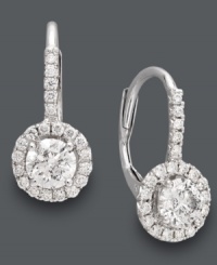 Forever glamorous. This timeless style will be a staple in your wardrobe for years to come. Round-cut diamonds surrounded by halos of smaller round-cut diamonds (1/2 ct. t.w.) decorate a stylish, 14k white gold leverback setting. Approximate drop: 1/2 inch. Forever glamorous. This timeless style will be a staple in your wardrobe for years to come. Round-cut diamonds surrounded by halos of smaller round-cut diamonds (1/2 ct. t.w.) decorate a stylish, 14k white gold leverback setting. Approximate drop: 1/2 inch.