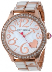 Betsey Johnson Women's BJ00198-03 Analog Rose Gold and White Strap Watch Betsey Johnson Women's BJ00198-03 Analog Rose Gold and White Strap Watch