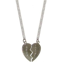 .5 X 1 Best Friends Double Necklace On 2 16 Chains In Silver Tone .5 X 1 Best Friends Double Necklace On 2 16 Chains In Silver Tone