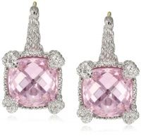 Judith Ripka Linen Pink Small Cushion Stone Earrings Judith Ripka Linen Pink Small Cushion Stone Earrings
