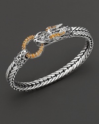 Eastern elements inform John Hardy's dragon head bracelet, featuring a polished silver link band and dragon head clasp with citrine. Eastern elements inform John Hardy's dragon head bracelet, featuring a polished silver link band and dragon head clasp with citrine.