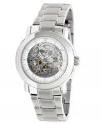 Stripped down precision: this structured Kenneth Cole New York watch moves at your pace with self-winding technology. Stripped down precision: this structured Kenneth Cole New York watch moves at your pace with self-winding technology.