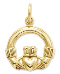 A touch of Celtic inspiration. This symbolic Claddagh charm is crafted in polished 14k gold with a pretty cut-out design. Chain not included. Approximate length: 3/4 inch. Approximate width: 3/5 inch. A touch of Celtic inspiration. This symbolic Claddagh charm is crafted in polished 14k gold with a pretty cut-out design. Chain not included. Approximate length: 3/4 inch. Approximate width: 3/5 inch.