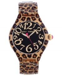 Betsey Johnson helps you unleash your wild side with this exotic, leopard-printed watch. Betsey Johnson helps you unleash your wild side with this exotic, leopard-printed watch.