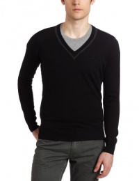 Ben Sherman Men's V-Neck Sweater with Color Insert Long Sleeve Knit Ben Sherman Men's V-Neck Sweater with Color Insert Long Sleeve Knit