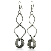 EGG BEATER W/ WED BD BLK Antique Finish Spiral Dangle Earrings with Coil Accent EGG BEATER W/ WED BD BLK Antique Finish Spiral Dangle Earrings with Coil Accent