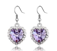 Sale!Crystal Lavender Purple Heart Drop Earrings Sale!Crystal Lavender Purple Heart Drop Earrings