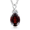 Natural Oval Garnet Necklace Pendant in 10k White Gold with Diamond Accented, 2.30 ct, 18