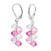SCER007 Sterling Silver Pink And Clear Crystal Cluster Earrings Made with Swarovski Elements SCER007 Sterling Silver Pink And Clear Crystal Cluster Earrings Made with Swarovski Elements