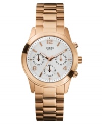 Look regal in rose with this beautiful watch by GUESS. Look regal in rose with this beautiful watch by GUESS.