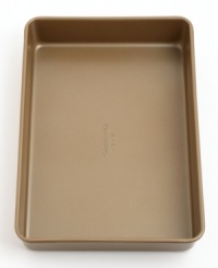Looks so good you can eat what's on it! Standing out in a warm toffee hue, this professional pan makes baking a real piece of cake! The durable, nonstick finish releases your masterpiece right away for a flawless presentation, while the dishwasher-safe design lets you off the hook for cleanup duty. 10-year warranty. Looks so good you can eat what's on it! Standing out in a warm toffee hue, this professional pan makes baking a real piece of cake! The durable, nonstick finish releases your masterpiece right away for a flawless presentation, while the dishwasher-safe design lets you off the hook for cleanup duty. 10-year warranty.