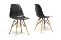 Baxton Studio Azzo Black Plastic Mid-Century Modern Shell Chair (Set of 2) Baxton Studio Azzo Black Plastic Mid-Century Modern Shell Chair (Set of 2)