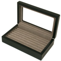Ring Box Storage Display Case 7 Rows Black Matte Finish Window Ring Box Storage Display Case 7 Rows Black Matte Finish Window