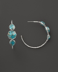 Ippolita Sterling Silver Wonderland #3 3-Stone Hoop Earrings in Bronze Turqouise Doublet Ippolita Sterling Silver Wonderland #3 3-Stone Hoop Earrings in Bronze Turqouise Doublet