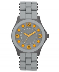 Bright orange accents grab attention with neutral gunmetal on this Pelly collection watch from Marc by Marc Jacobs. Bright orange accents grab attention with neutral gunmetal on this Pelly collection watch from Marc by Marc Jacobs.