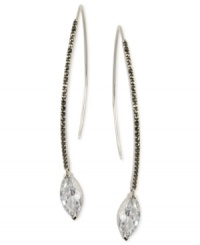 Own the night. Judith Jack's drop earrings, crafted from sterling silver with marquise-shaped cubic zirconia (8-3/4 ct. t.w.) and marcasite (1/2 ct. t.w.), are perfect for any elegant affair. Approximate drop: 2-6/10 inches. Approximate diameter: 1 inch. Own the night. Judith Jack's drop earrings, crafted from sterling silver with marquise-shaped cubic zirconia (8-3/4 ct. t.w.) and marcasite (1/2 ct. t.w.), are perfect for any elegant affair. Approximate drop: 2-6/10 inches. Approximate diameter: 1 inch.