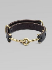 Supple leather accented with antique-finished metal accents for a high-contrast piece. LeatherAntique-finished brassLength, about 6 to 6½ adjustableHook-and-peg closureImported Supple leather accented with antique-finished metal accents for a high-contrast piece. LeatherAntique-finished brassLength, about 6 to 6½ adjustableHook-and-peg closureImported